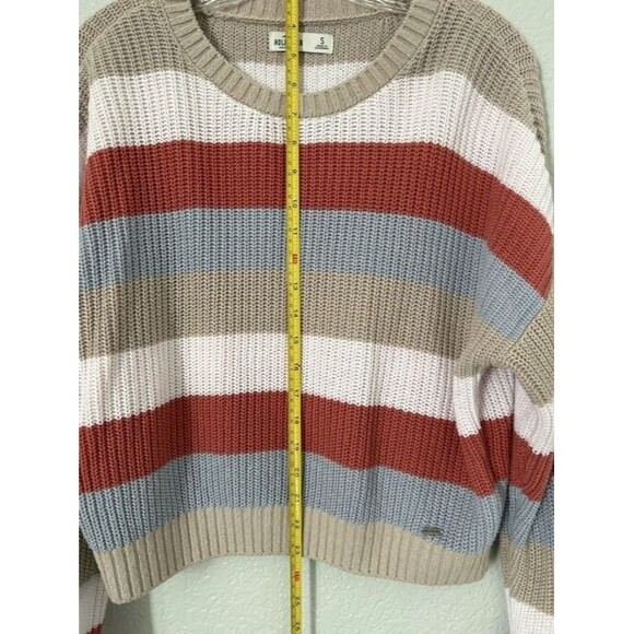 Hollister Knit Stripe Cropped Sweater Womens Size Small Cotton Blend Y2K Preppy - Picture 4 of 8